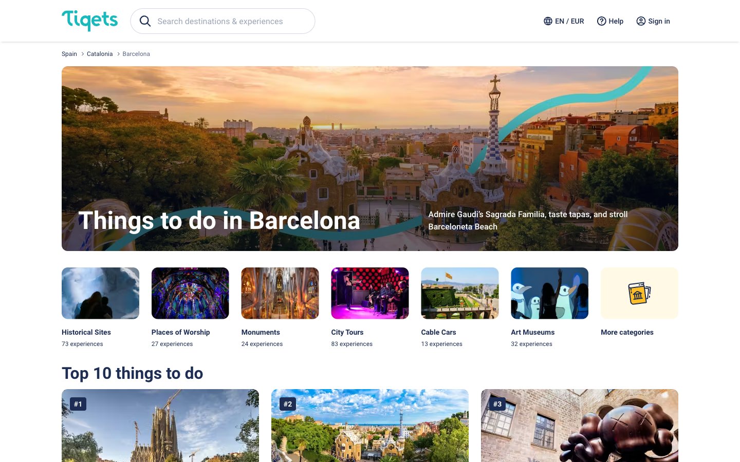 Tiqets Category Desktop