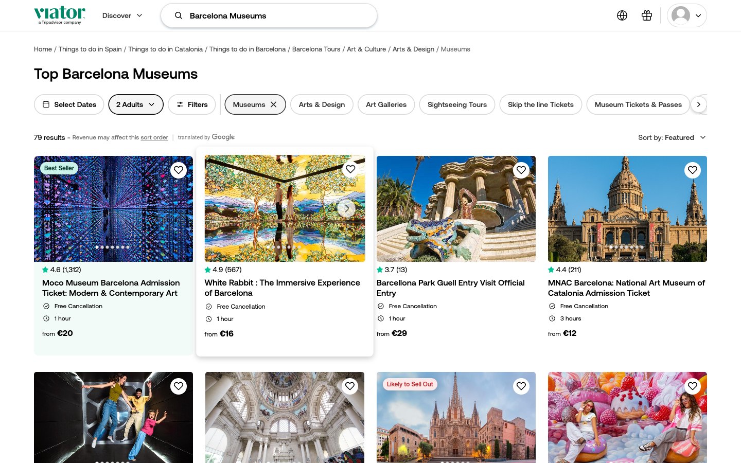 Viator Category Desktop