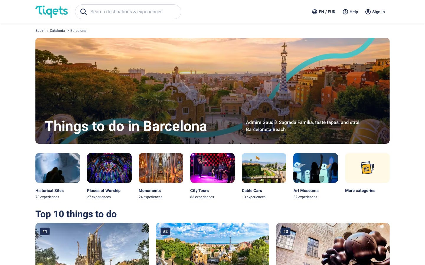 Tiqets Hub Desktop ATF