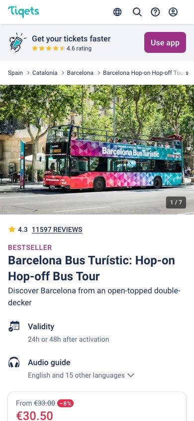 Tiqets PDP Pass Mobile