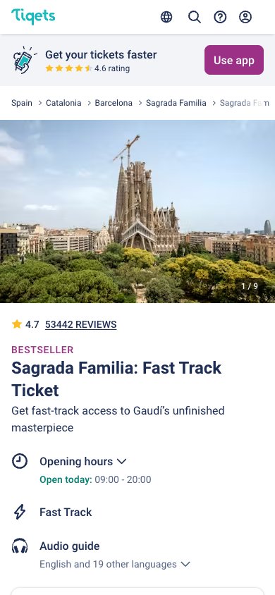 Tiqets PDP Timed Mobile