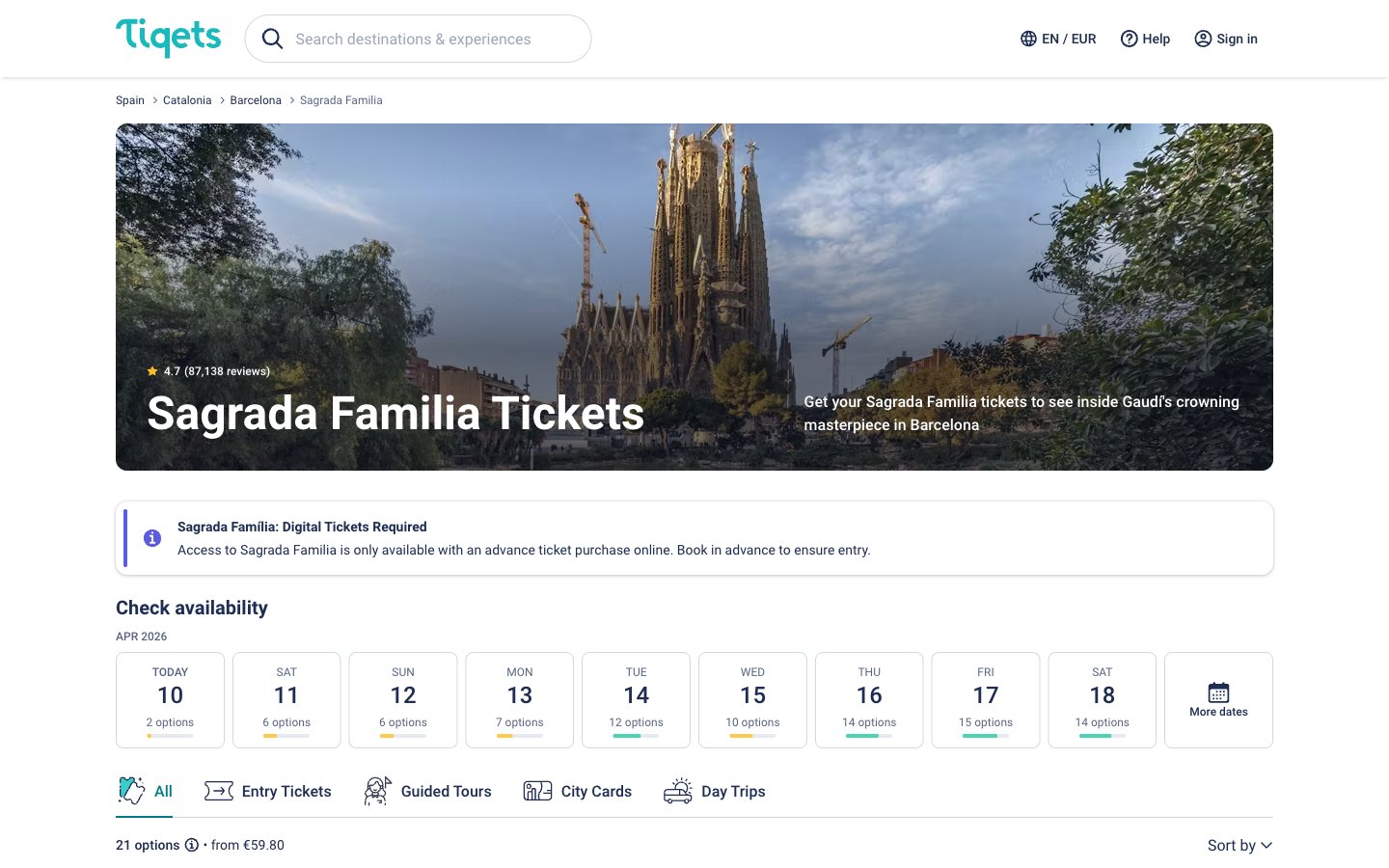 Tiqets Search Results